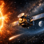 A SOHO űrszonda a Nap és bolygók között az űrben.