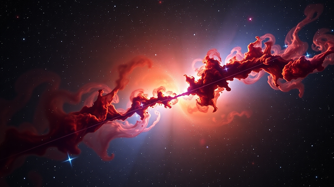 A Hubble űrtávcső által készített képen piros füstfelhők láthatók az űrben.