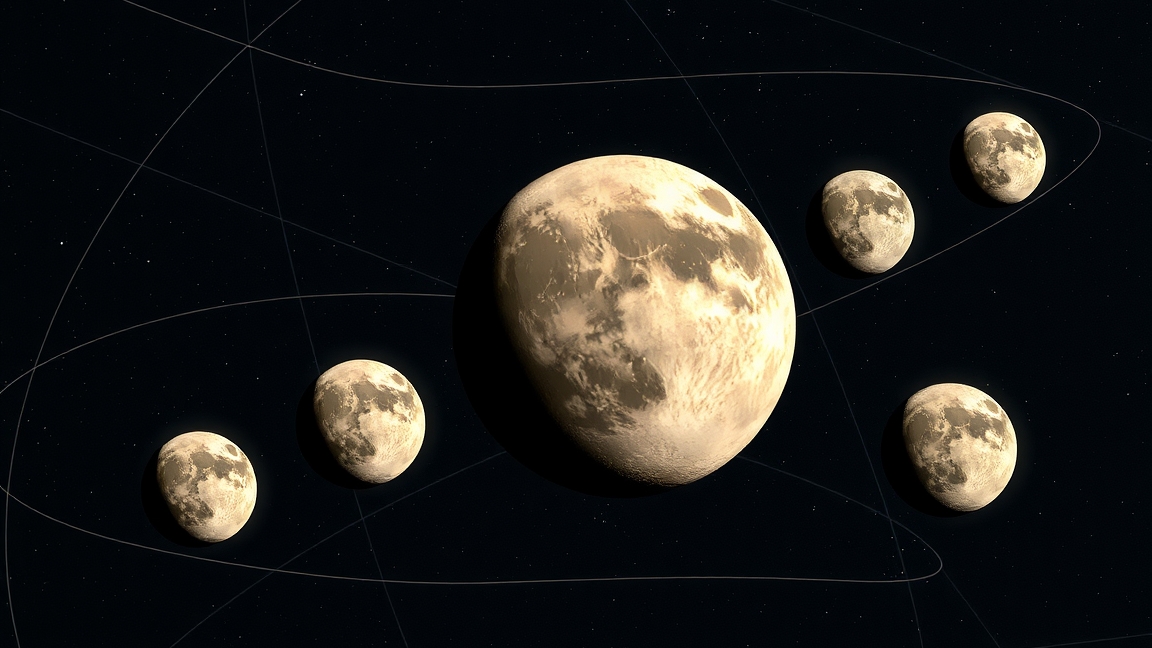 A Naprendszer legnagyobb holdjainak illusztrációja