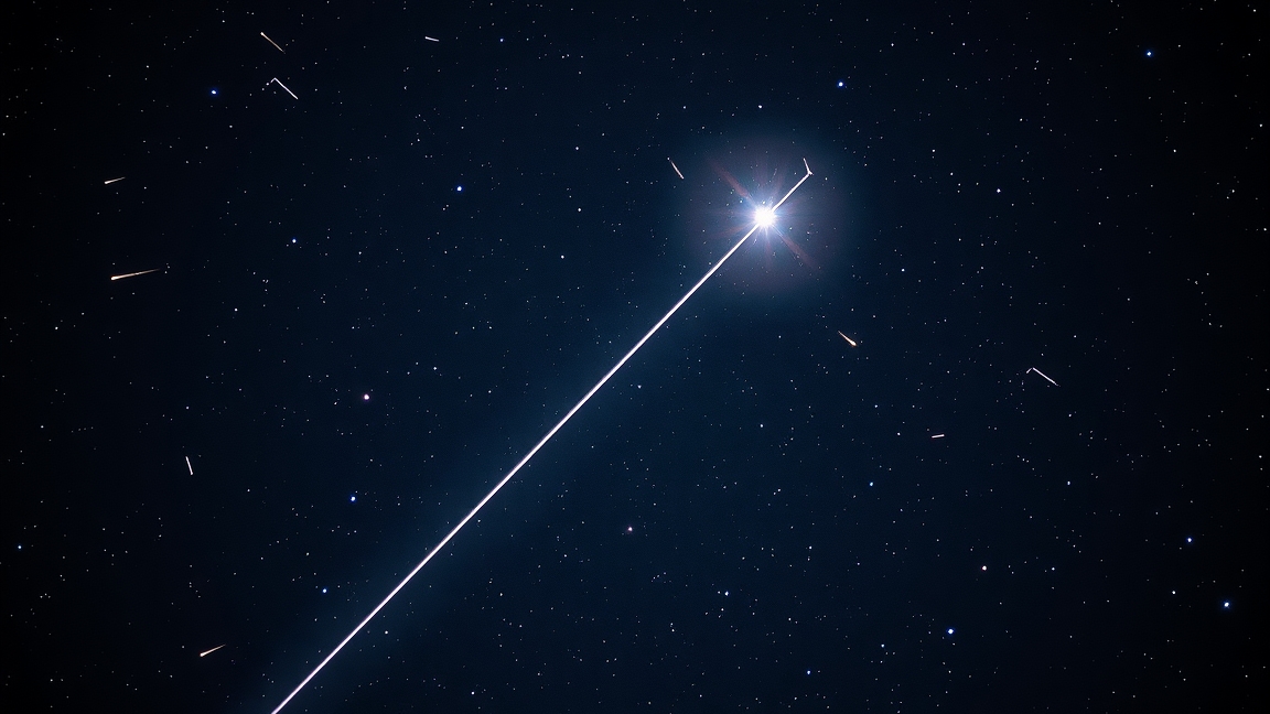 Meteorok és csillagok az égen, radiáns megjelenítése.