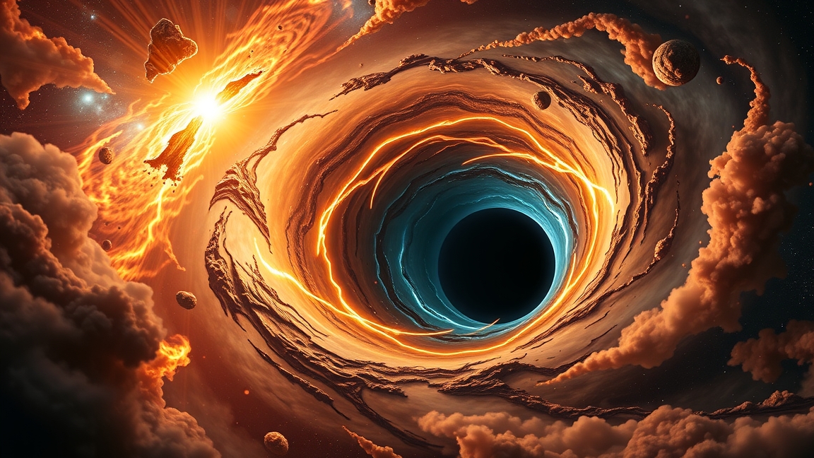 Akkréciós korong egy fekete lyuk körül gáz- és porfelhőből.