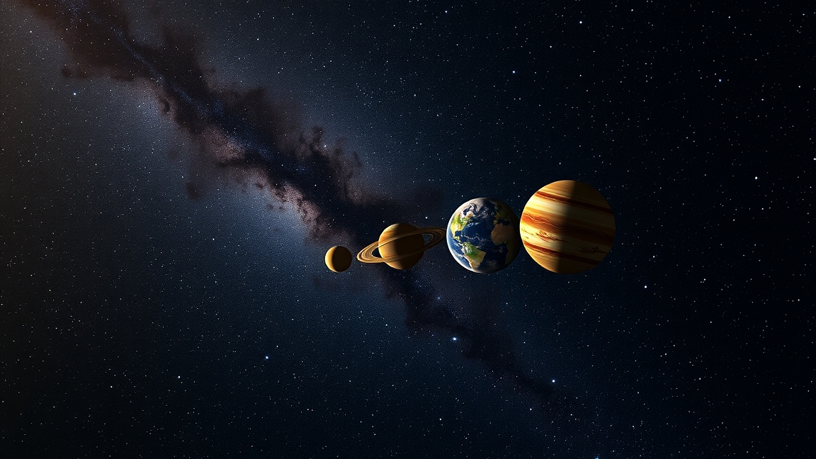 Bolygók retrográd mozgása az űrben, csillagokkal a háttérben.