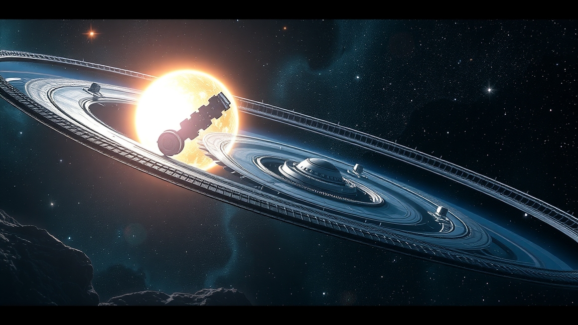 Digitális ábrázolás egy Dyson-gömböt ábrázoló naprendszerről