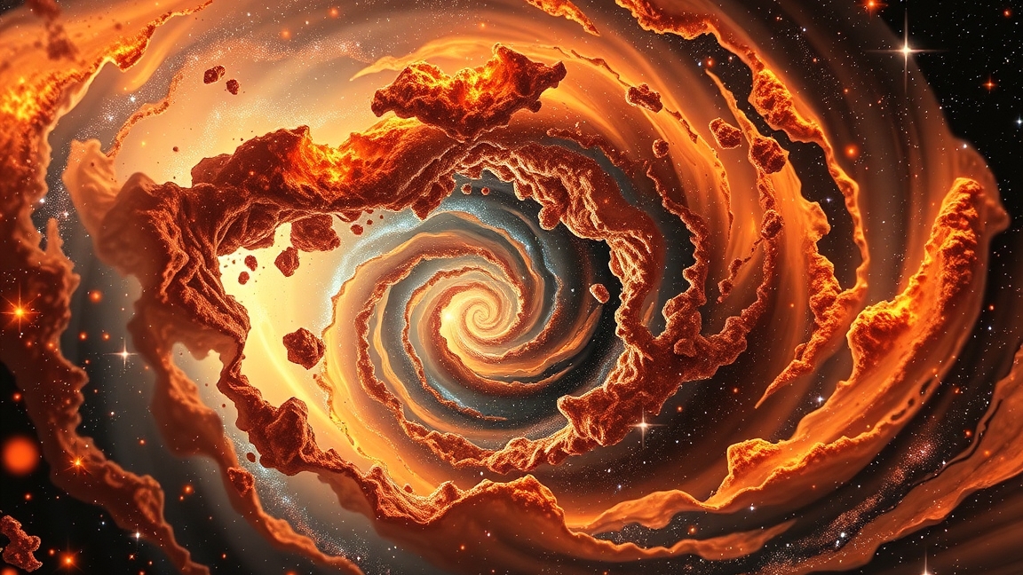 Lángoló spirál a galaxis mélyén, a hőhalál jelképe.
