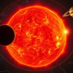 A Nap vörös óriás fázisában, bolygókkal a Naprendszerben