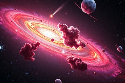 Színes galaxis ábrázolás a Nagy Bummról készült elméletekhez.