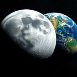 A Hold és a Föld kép a világűrből, kráterekkel.