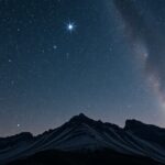 Csillagos égbolt és megvilágított csúcsok a Sarkcsillag kereséséhez