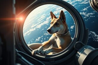 Lajka, az első űrbe küldött kutya a világűrben