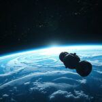 Az űrben lebegő Voyager űrszonda a Föld fölött