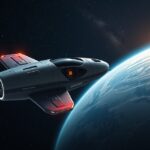 Modern űrhajó az űrben, a Föld felett