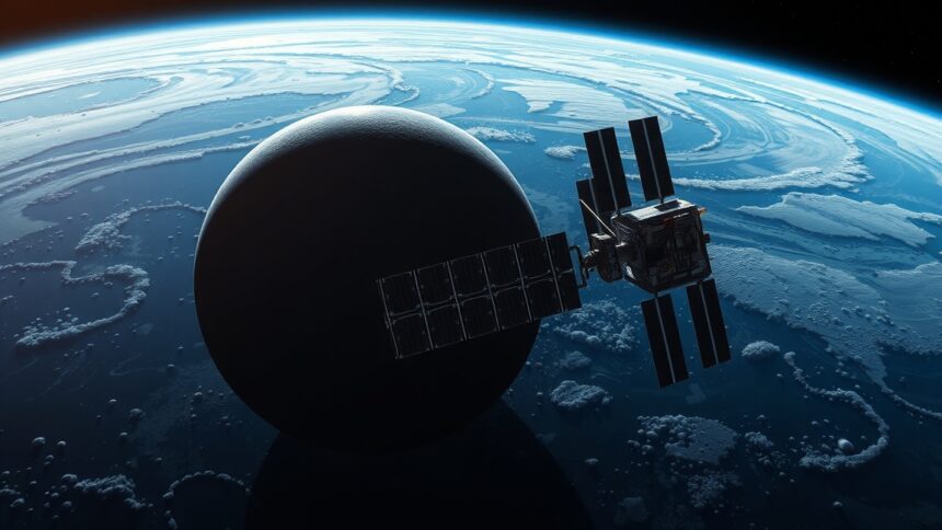 Kínai űrállomás és a Hold sötét oldala az űrben