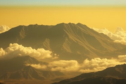 Maxwell Montes, a Vénusz legmagasabb hegye, kőzetes csúcsokkal.