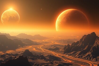 A Vénusz bolygó látványa a sűrű légkörével és extrém hőmérsékletével.