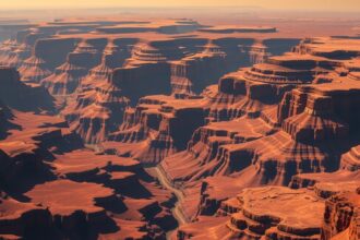 A Grand Canyon képe, amely a Valles Marineris mérete mellett eltörpül.