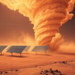 Porördög az Mars felszínén napelemek között