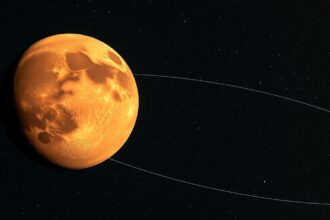 Mars bolygó az éjszakai égbolton, csillagok között.