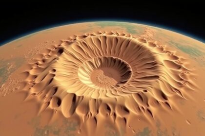 A Mars Jezero-kráter látképe, amely potenciális leszállóhely.