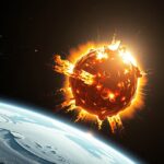 Kozmik ütközés, amely a Jupiterbe csapódó üstököst ábrázolja