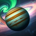 Jupiter bolygó és aurórák látképe az űrben