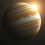 Jupiter bolygó a Naprendszerben, háttérben csillagokkal.