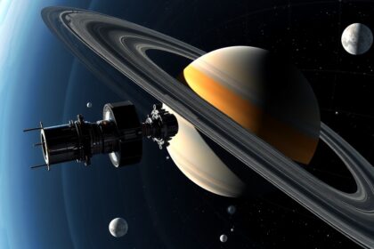 Cassini-Huygens űrszonda a Szaturnusz gyűrűi körül.