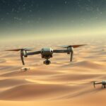 Dragonfly drón repül a Titán dűnéi felett, geológiai kutatás céljából.