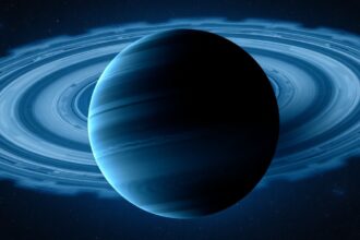 Neptunusz gázóriás és gyűrűk az űrben