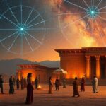 Ősi ünneplés napforduló és napéjegyenlőség alatt egy templomnál