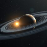 Bolygó és gyűrűk a napfényben az űrben