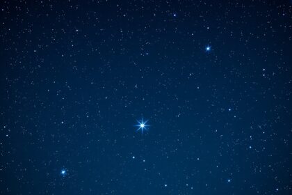 M45 (Plejádok) csillagkép a csillagos égbolton.