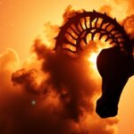 Lófej-köd sötét köd a fényes háttér előtt az éjszakai égbolton