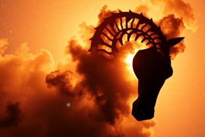 Lófej-köd sötét köd a fényes háttér előtt az éjszakai égbolton