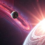 Fantasztikus űrscenárió, égitestek és csillagok látványa.