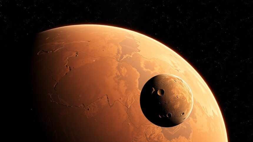 Mars és holdjai, Phobos és Deimos a világűrben