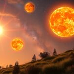 Melléknapok jelensége, három Nap az égen gyönyörű tájjal