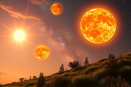 Melléknapok jelensége, három Nap az égen gyönyörű tájjal