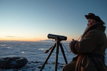 Hell Miksa csillagász teleszkóppal a sarkkörön Vénusz-átvonulást figyelve.