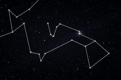 Bereniké Haja csillagkép az éjszakai égbolton.