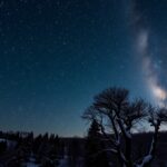 Téli égbolt Orion csillagképével és a csillagok ragyogásával