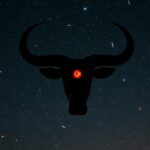 A Bika csillagkép sziluettje Aldebaran vörös csillagával