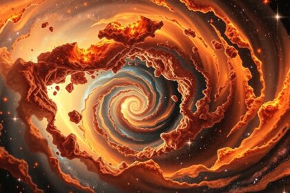 Lángoló spirál a galaxis mélyén, a hőhalál jelképe.