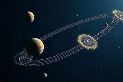 Lagrange-pontok és háromtest-probléma illusztrációja az űrben