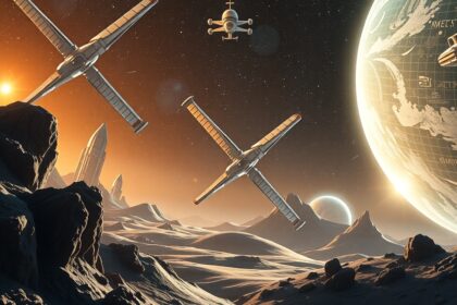 Űrbéli kolóniák O'Neill hengerekben és űrhajók a galaxison túl.