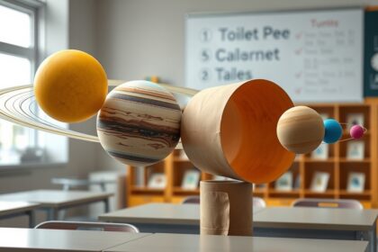 Naprendszer modell WC-papírból, gyerekeknek és felnőtteknek.