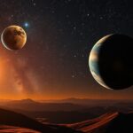 Fantasztikus égi táj bolygókkal és csillagokkal az Univerzumban.