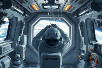 Űrhajós hajmosás az űrállomáson súlytalanságban.