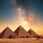 Gízai piramisok tájolása Orionra a csillagos éjszakában