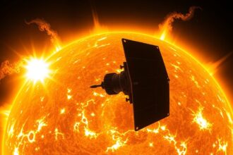 Parker Solar Probe a Nap koronájában, felfedezve a napszél titkait.
