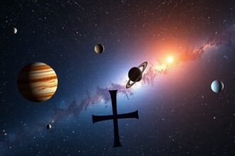 Bolygószimbólumok a csillagok között: körök és keresztek